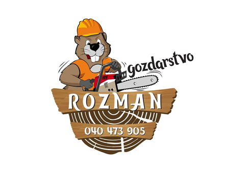 Logotip Gozdarstvo Rozman z risanim gozdarjem