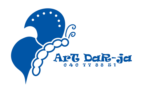 Logotip Art Dar-ja z modrim ornamentom