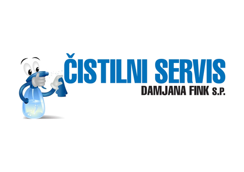 Logotip Čistilni servis z risanim čistilcem