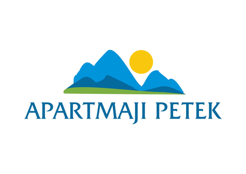 Logotip Apartmaji Petek z gorami in soncem