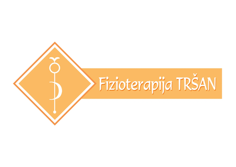 Logotip Fizioterapija Tršan v oranžnem rombu