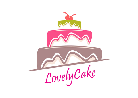 Logotip LovelyCake z ilustracijo torte