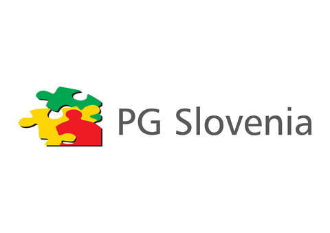 Logotip PG Slovenija s sestavljanko