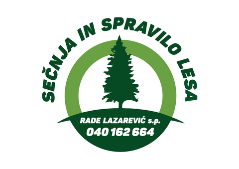 Logotip Sečnja in spravilo lesa z drevesom